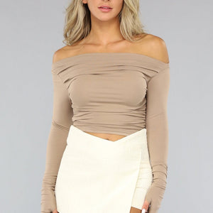 SALESELECTIE Khaki Strapless Longsleeve Top