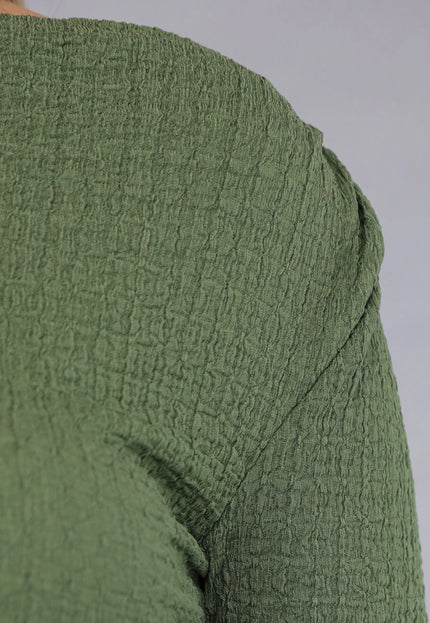 SALESELECTIE Khaki Twin Set in Gesmokte Stof