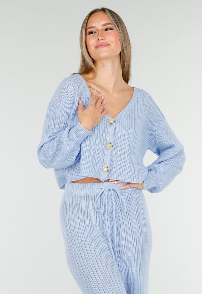 SALESELECTIE Lichtblauw Gebreid Two Piece Set