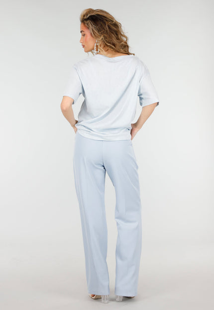 SALESELECTIE Lichtblauw V-Hals T-Shirt