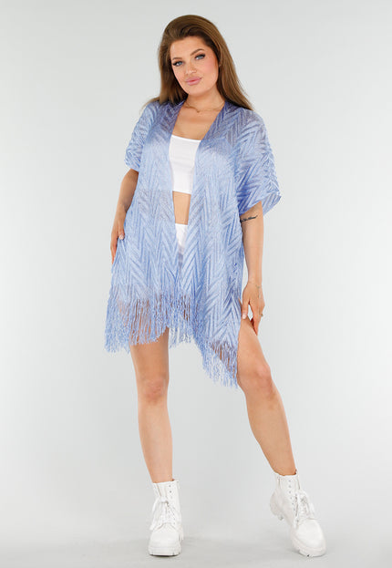 SALESELECTIE Lichtblauwe Cover-Up met Fringes