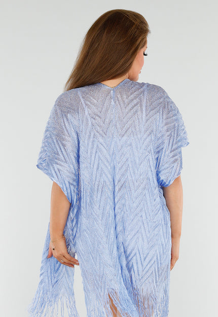 SALESELECTIE Lichtblauwe Cover-Up met Fringes