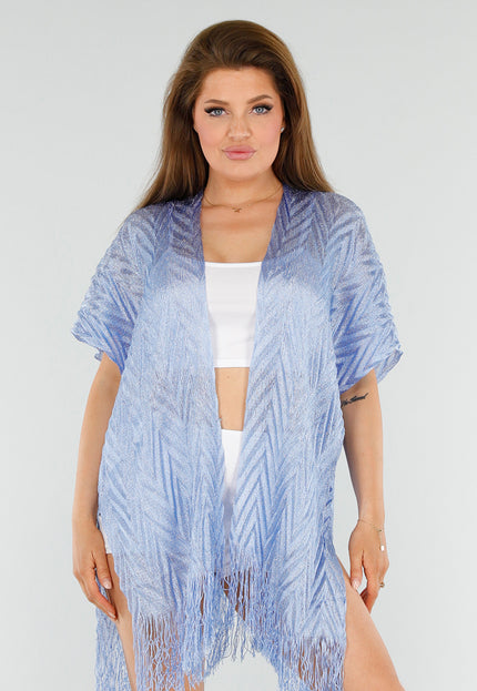 SALESELECTIE Lichtblauwe Cover-Up met Fringes