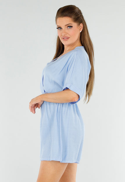 SALESELECTIE Lichtblauwe V-Hals Playsuit