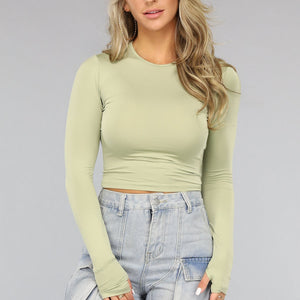 SALESELECTIE Lichtgroene Longsleeve Top met Duimgaten