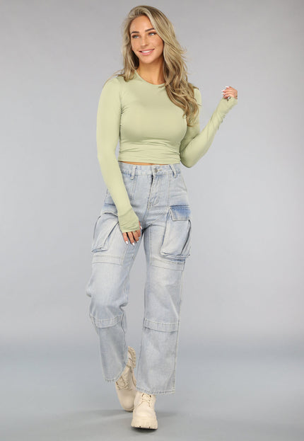 SALESELECTIE Lichtgroene Longsleeve Top met Duimgaten