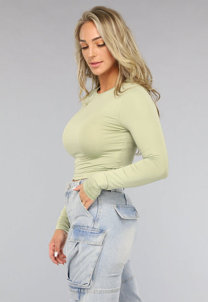 SALESELECTIE Lichtgroene Longsleeve Top met Duimgaten