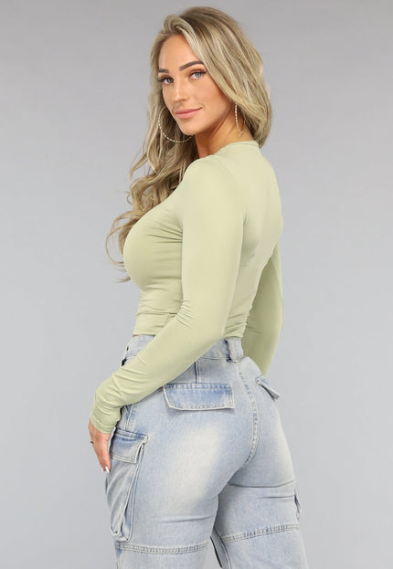 SALESELECTIE Lichtgroene Longsleeve Top met Duimgaten