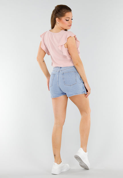 SALESELECTIE Lichtroze Linnenlook Blouse