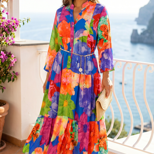 SALESELECTIE Maxi Jurk met Grote Bloemenprint
