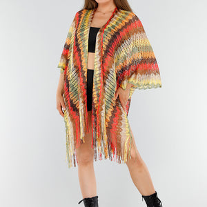 SALESELECTIE Multicolor Kimono met Franjes