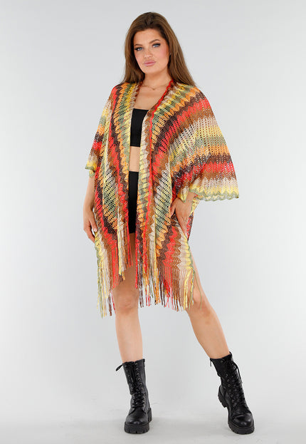 SALESELECTIE Multicolor Kimono met Franjes