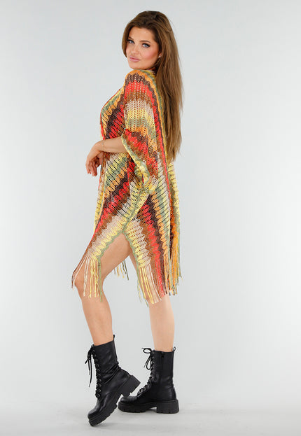 SALESELECTIE Multicolor Kimono met Franjes