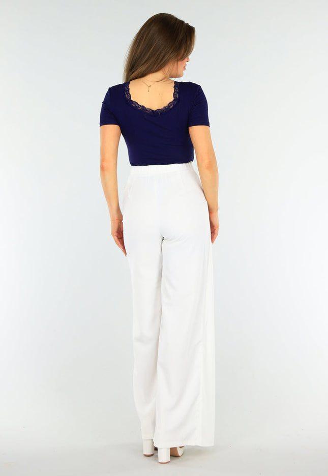 SALESELECTIE Navy T-shirt met Kanten Randje
