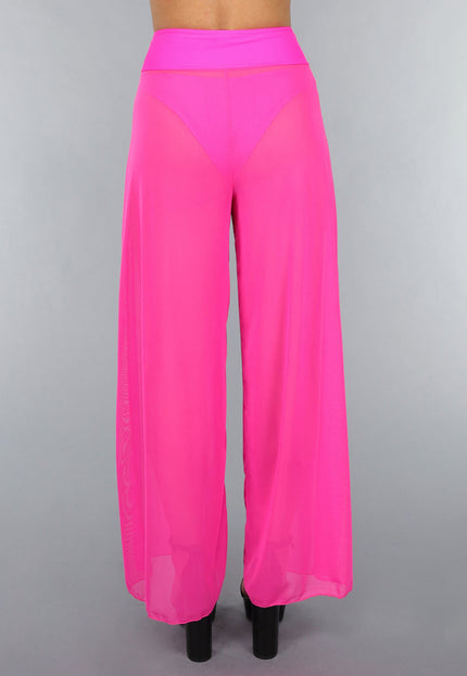 SALESELECTIE Neon Roze Wide Leg Cover-Up Broek
