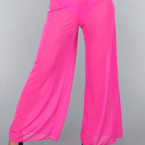 SALESELECTIE Neon Roze Wide Leg Cover-Up Broek