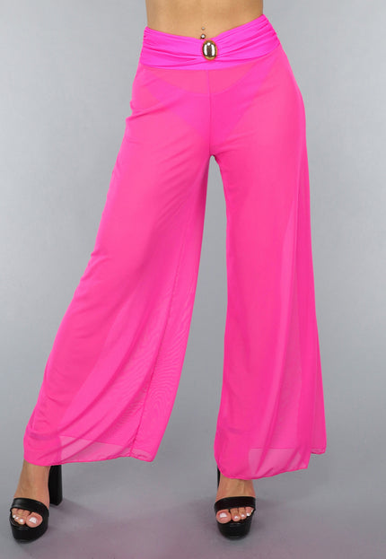 SALESELECTIE Neon Roze Wide Leg Cover-Up Broek