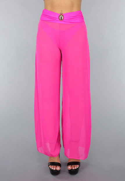 SALESELECTIE Neon Roze Wide Leg Cover-Up Broek