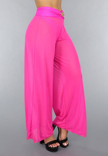 SALESELECTIE Neon Roze Wide Leg Cover-Up Broek