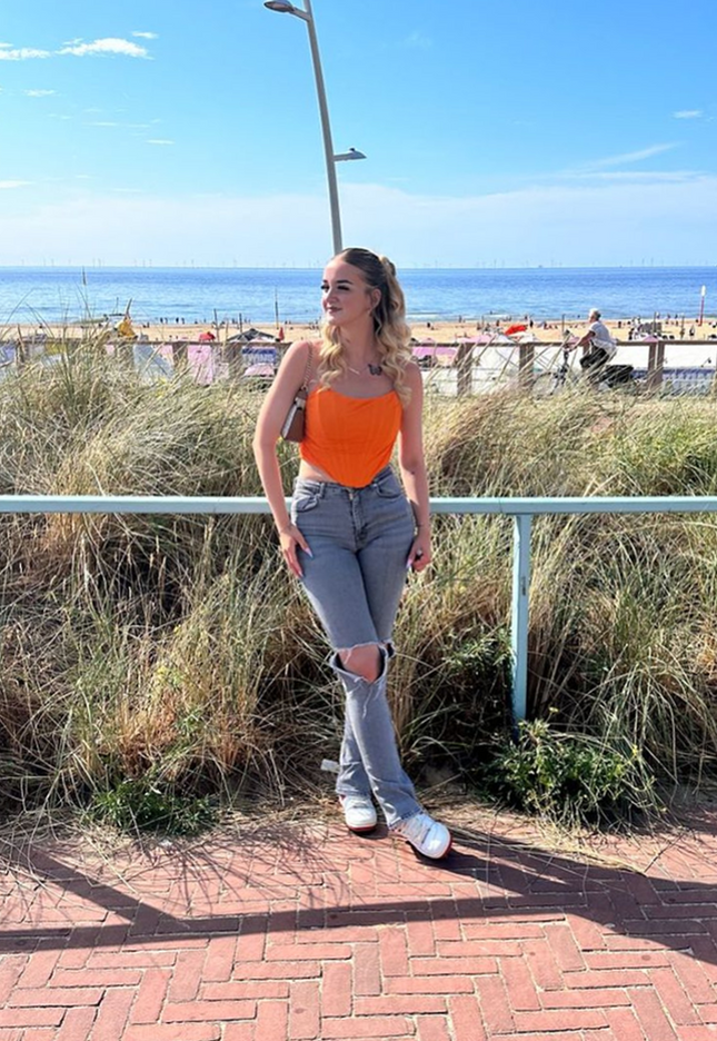 SALESELECTIE Oranje Mesh Korset Top