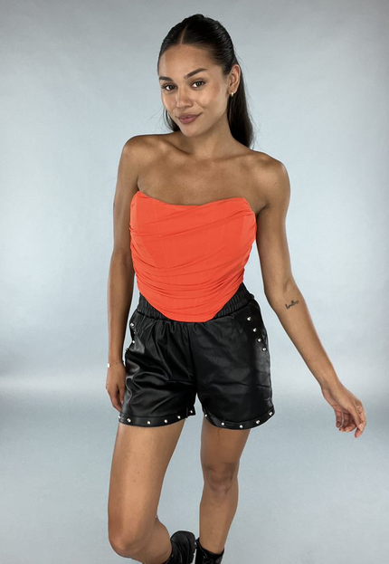SALESELECTIE Oranje Mesh Korset Top
