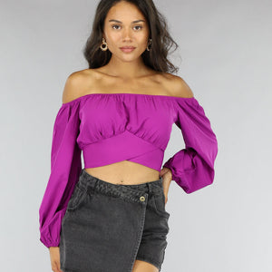 SALESELECTIE Paars Off Shoulder Topje
