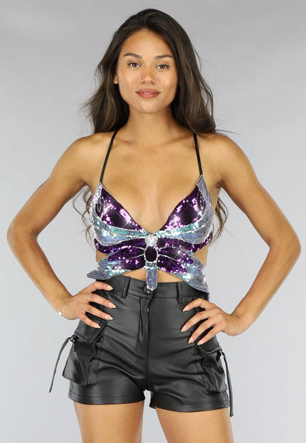 SALESELECTIE Paarse Vlinder Top
