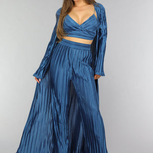 SALESELECTIE Petrol Plissé 3 Piece met Lang Vest