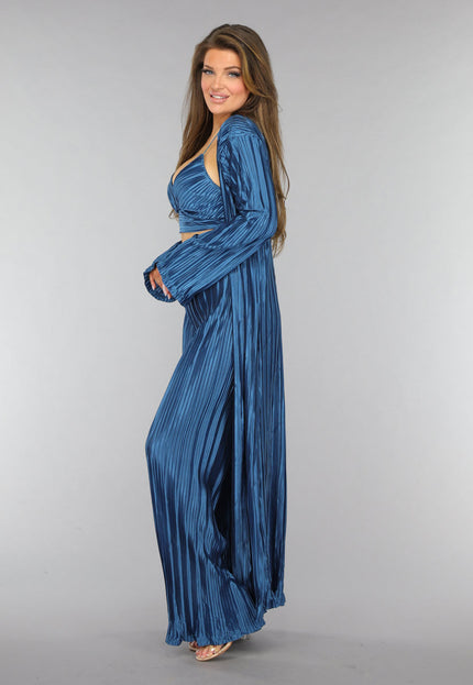 SALESELECTIE Petrol Plissé 3 Piece met Lang Vest