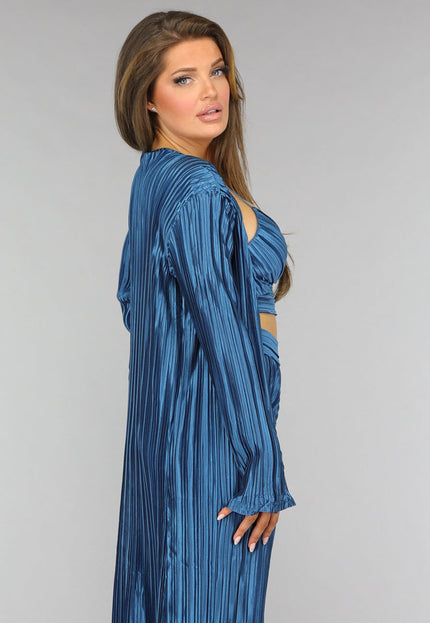 SALESELECTIE Petrol Plissé 3 Piece met Lang Vest