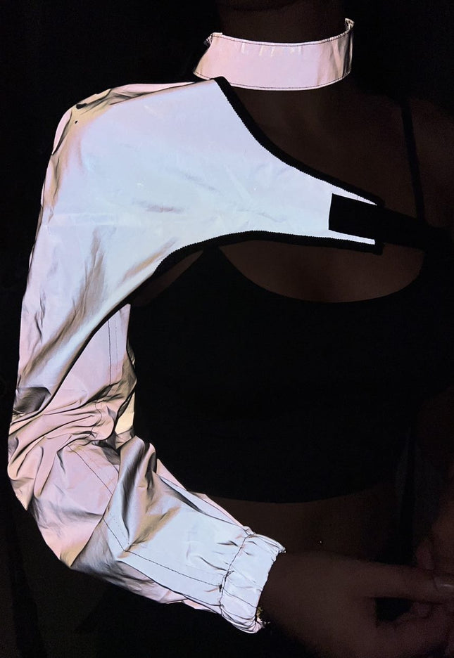 SALESELECTIE Reflecterende One Sleeve Top met Choker