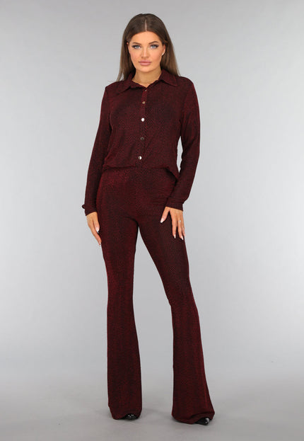 SALESELECTIE Rode Glitter Blouse met Zigzag Patroon