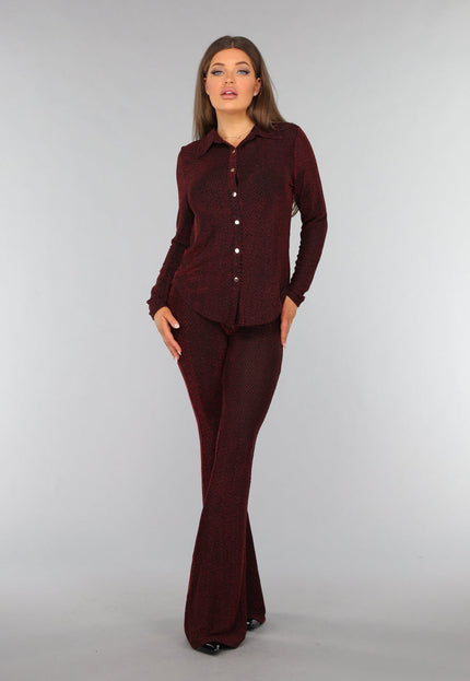 SALESELECTIE Rode Glitter Blouse met Zigzag Patroon