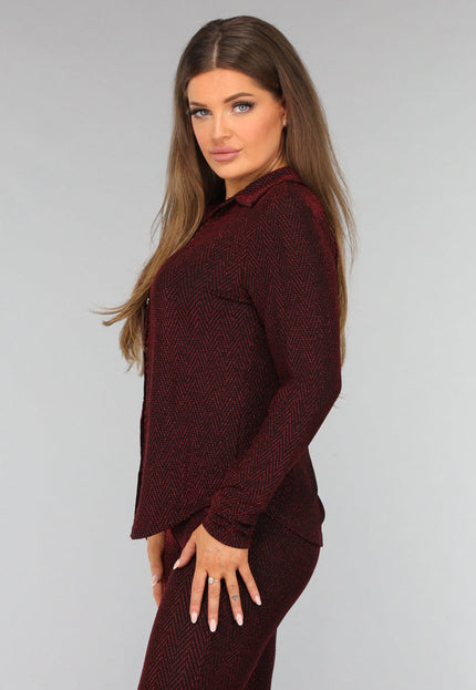 SALESELECTIE Rode Glitter Blouse met Zigzag Patroon