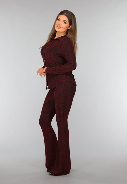 SALESELECTIE Rode Glitter Blouse met Zigzag Patroon