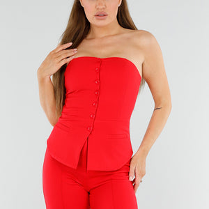 SALESELECTIE Rode Strapless Gilettop