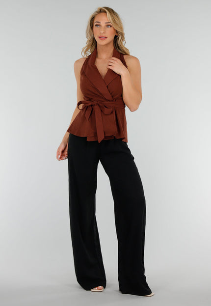 SALESELECTIE Roestbruine Overslag Gilet met Ceintuur