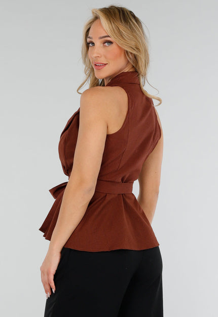 SALESELECTIE Roestbruine Overslag Gilet met Ceintuur