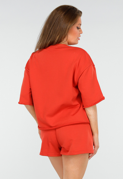 SALESELECTIE Rood Katoenen NY Setje met Short