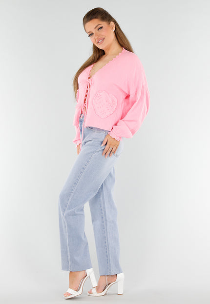 SALESELECTIE Roze Blouse met Hartvormige Zakken