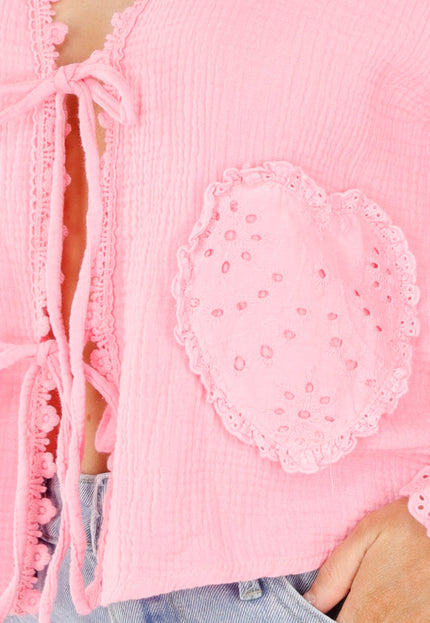 SALESELECTIE Roze Blouse met Hartvormige Zakken