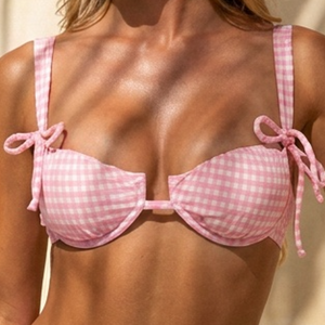 SALESELECTIE Roze Geruite Beugel Bikinitop