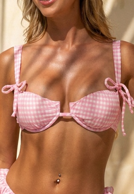 SALESELECTIE Roze Geruite Beugel Bikinitop