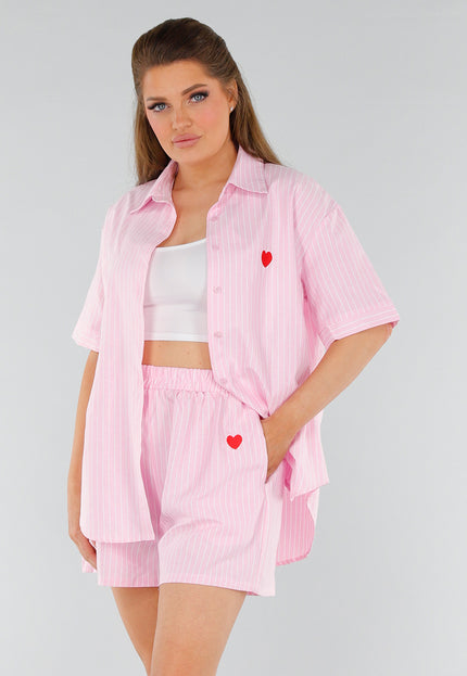 SALESELECTIE Roze Katoenen Set met Borduursel