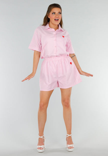 SALESELECTIE Roze Katoenen Set met Borduursel