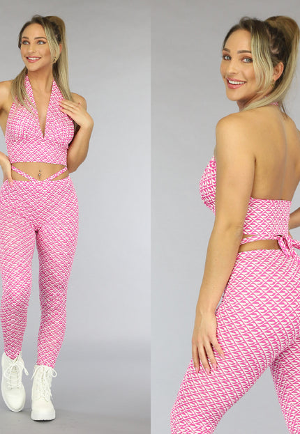 SALESELECTIE Roze Retro Halter Crop Top