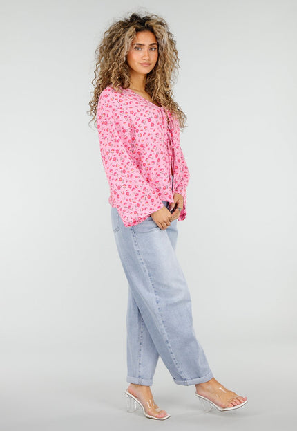 SALESELECTIE Roze Top met Bloemen en Strik