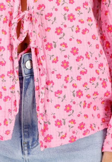 SALESELECTIE Roze Top met Bloemen en Strik
