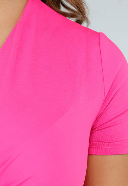 SALESELECTIE Shortsleeve Twist Bodysuit in Felroze