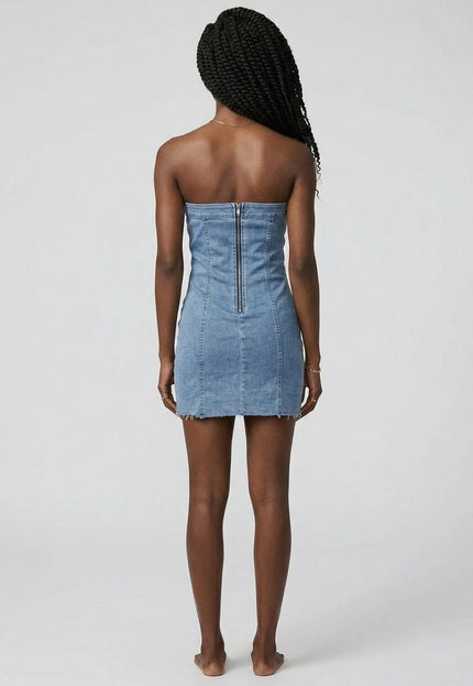 SALESELECTIE Strapless Denim Jurkje